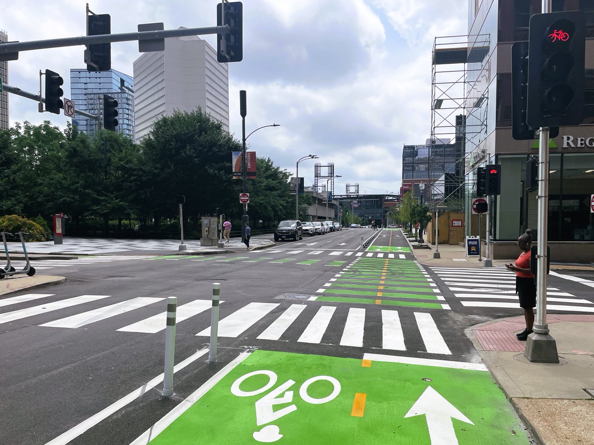 The new, calmer 7th Street is officially open!

The downtowns that people flood to are not the ones with the widest roads that let cars go the fastest. It’s the ones where you get to slow down, take in the surroundings, and move around safely in whatever way you choose.