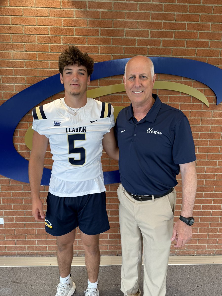 josh_lenart's tweet photo. I had a great visit to @ClarionFootball today. Thank you to @RaymondMonica3 and @CoachWilson30 for having me up. #wingsup @NorwinFB @CoachMBrown1 https://t.co/qVERaGAqqb