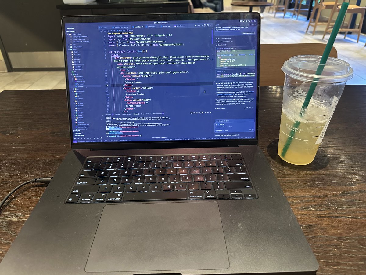 ronnypdev's tweet image. Friday evening, Starbucks coding sessions are back! The vacation was really needed but now i'm back to doing what I do best!
#codingwhileunemployed #UntilTheWheelsFallOff #Nextjs #TypeScript #React #TailwindCSS #VibeCoding #AIagents #AI #Cursor #Figma