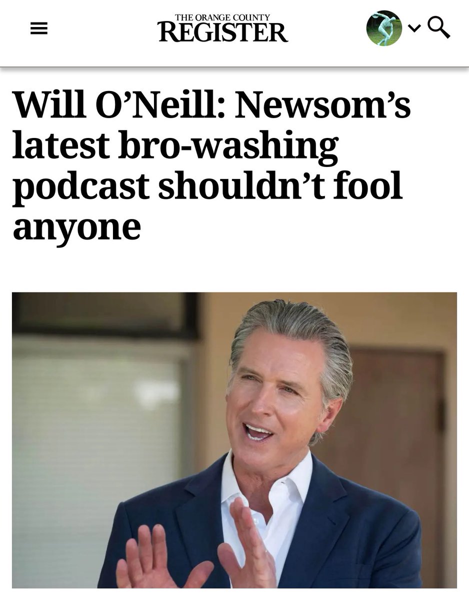 RealWillONeill's tweet image. The O.C. Register invited me to respond to Newsom’s podcast with @ShawnRyan762.
The hardest thing was the 700-word limit….
ocregister.com/2025/07/18/wil…