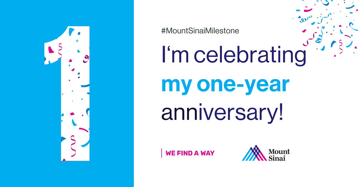 Hard to believe I'm celebrating my one-year anniversary at <a href="/IcahnMountSinai/">Icahn School of Medicine at Mount Sinai</a> this week! 

I'm proud to be part of such a brilliant, collaborative, and innovative community. I've learned so much, and I can't wait to see what the future holds.

#WeFindAWay 
#MountSinaiMilestone