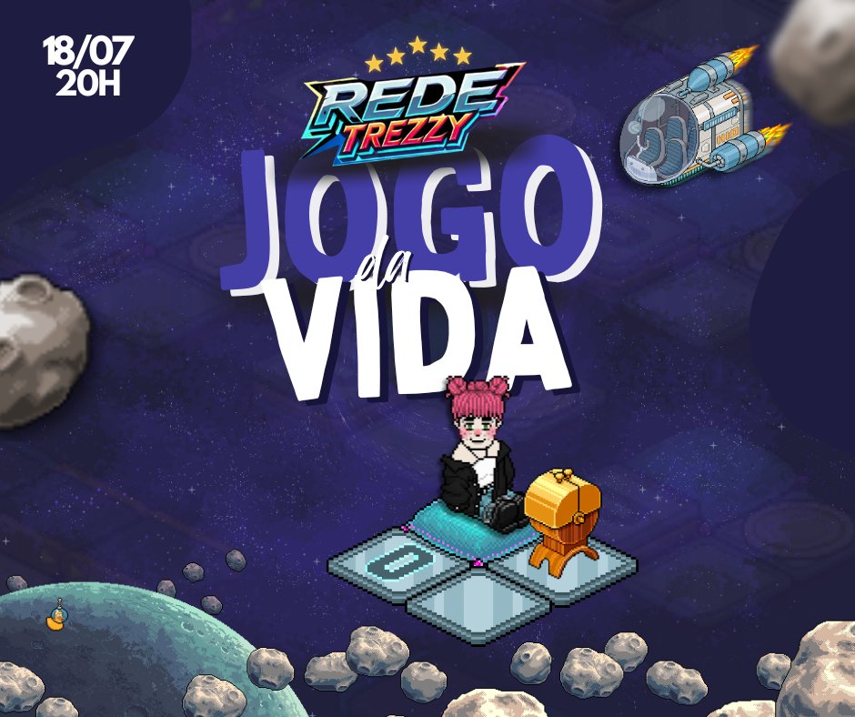 🔥 JOGO DA VIDA! #TRZ❤️

📅 HOJE (18/07) - 20H ÀS 21H
🏆 GANHE ATÉ 10C POR PARTIDAS! SORTEIOS A TODO MOMENTO!
🎤 LOCUÇÃO BACCONS – MAIS EMOÇÃO!
🎉 REALIZAÇÃO: REDE TREZZY &amp; RÁDIO BACCONS
🚀 NÃO FIQUE DE FORA! #RedeTrezzy #RádioBaccons #Evento #Prêmios