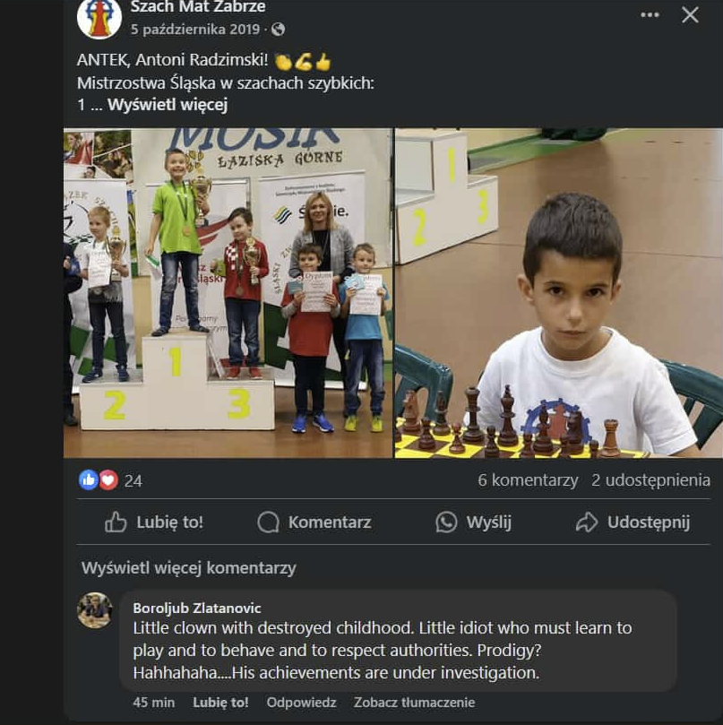 Hello

I've always considered chess to be the place where everyone can feel safe. Having not the best childhood, chess has always been a place for me where I could indeed feel secure with some exceptions. I am highly against any type of aggression (outside of the chessboard), and