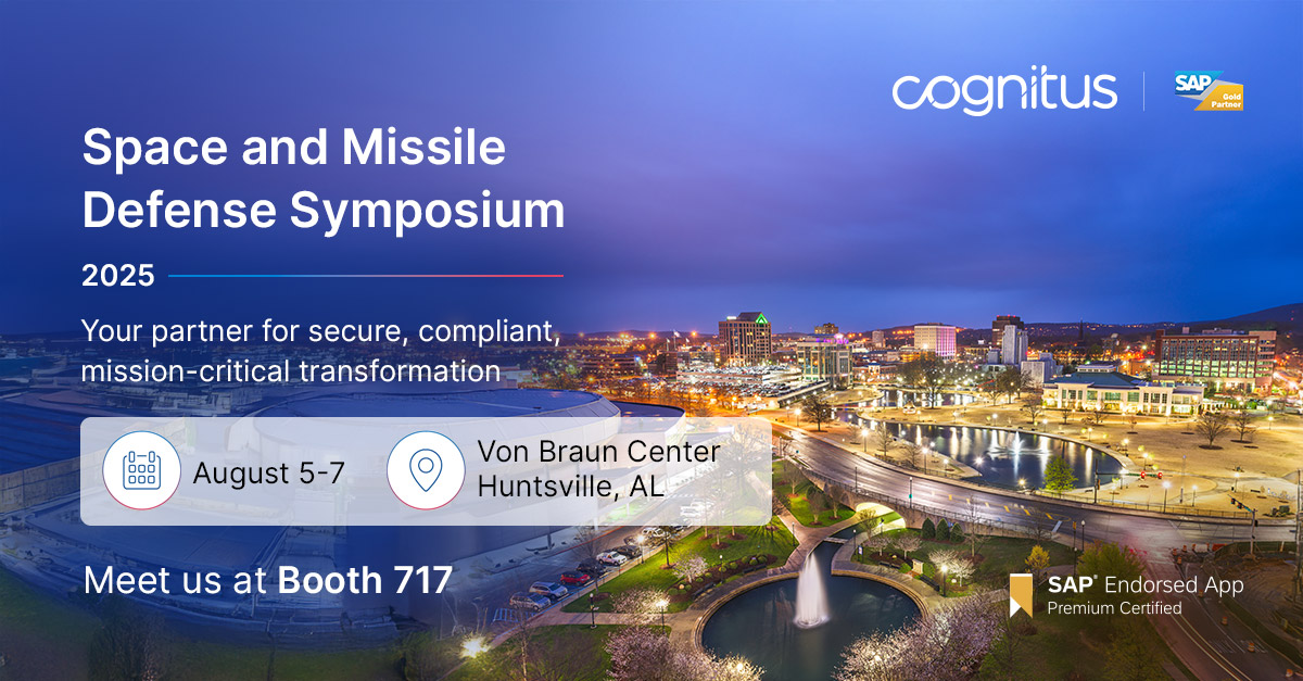 CognitusTweets's tweet image. Meet Cognitus at booth 717 at the Space and Missile Defense Symposium 2025, where we will share how #CISGovCon empowers leading missile and #spacedefense organizations to streamline end-to-end operations while staying #auditready. Register now: hubs.la/Q03xYfsw0