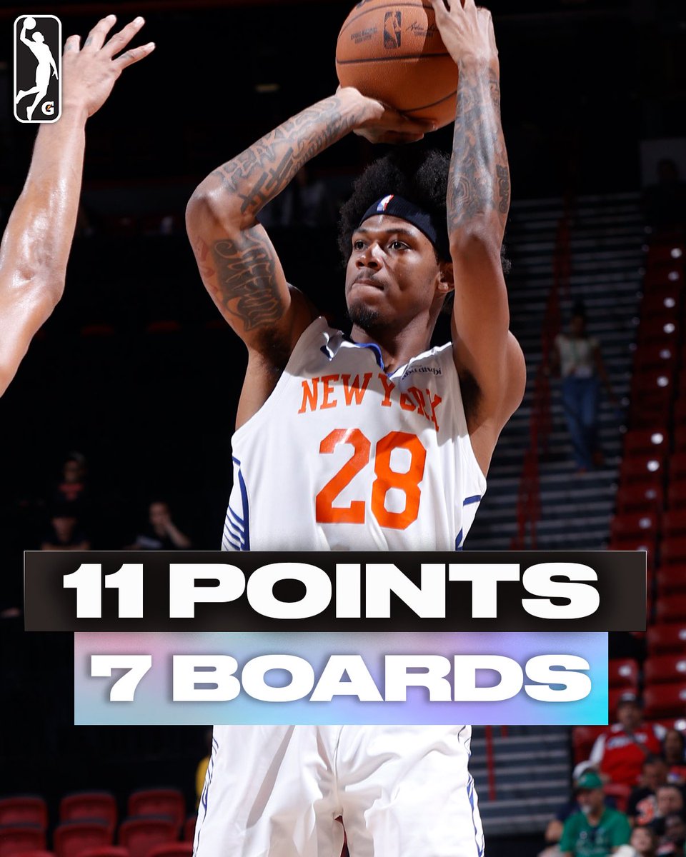 nbagleague's tweet image. Dink Pate went to WORK! 💥
The former G League sensation posted 11 PTS and 7 REB off the bench last night for the @nyknicks. #NBASummer