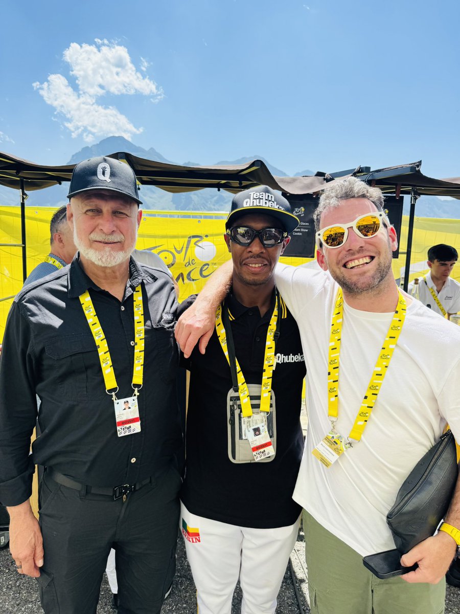 Qhubeka Charity (@qhubeka) on Twitter photo A wonderful moment at the <a href="/LeTour/">Tour de France™</a> today: After completing the incredibly challenging Stage 13 on a Qhubeka bicycle, <a href="/AD_Niyonshuti87/">Adrien Niyonshuti</a> bumped into <a href="/MarkCavendish/">Mark Cavendish</a> at the finish.
Mark had been told someone was doing this - and thought they were crazy - but when he found out it was A wonderful moment at the <a href="/LeTour/">Tour de France™</a> today: After completing the incredibly challenging Stage 13 on a Qhubeka bicycle, <a href="/AD_Niyonshuti87/">Adrien Niyonshuti</a> bumped into <a href="/MarkCavendish/">Mark Cavendish</a> at the finish.
Mark had been told someone was doing this - and thought they were crazy - but when he found out it was