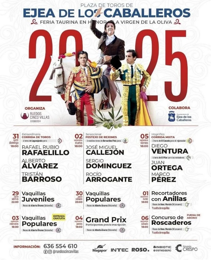 Chicuelinas y Tafalleras (@chicuelina61895) on Twitter photo 📝 ACTUALIDAD
👉 Feria Taurina de la Virgen de la Oliva en Ejea de los Caballeros
chicuelinasytafalleras.com/actualidad/fer… <a href="/astigio/">Pepe Luis Vargas</a> <a href="/JoseAntonioPre3/">Jose Antonio Prestel</a> 📝 ACTUALIDAD
👉 Feria Taurina de la Virgen de la Oliva en Ejea de los Caballeros
chicuelinasytafalleras.com/actualidad/fer… <a href="/astigio/">Pepe Luis Vargas</a> <a href="/JoseAntonioPre3/">Jose Antonio Prestel</a>
