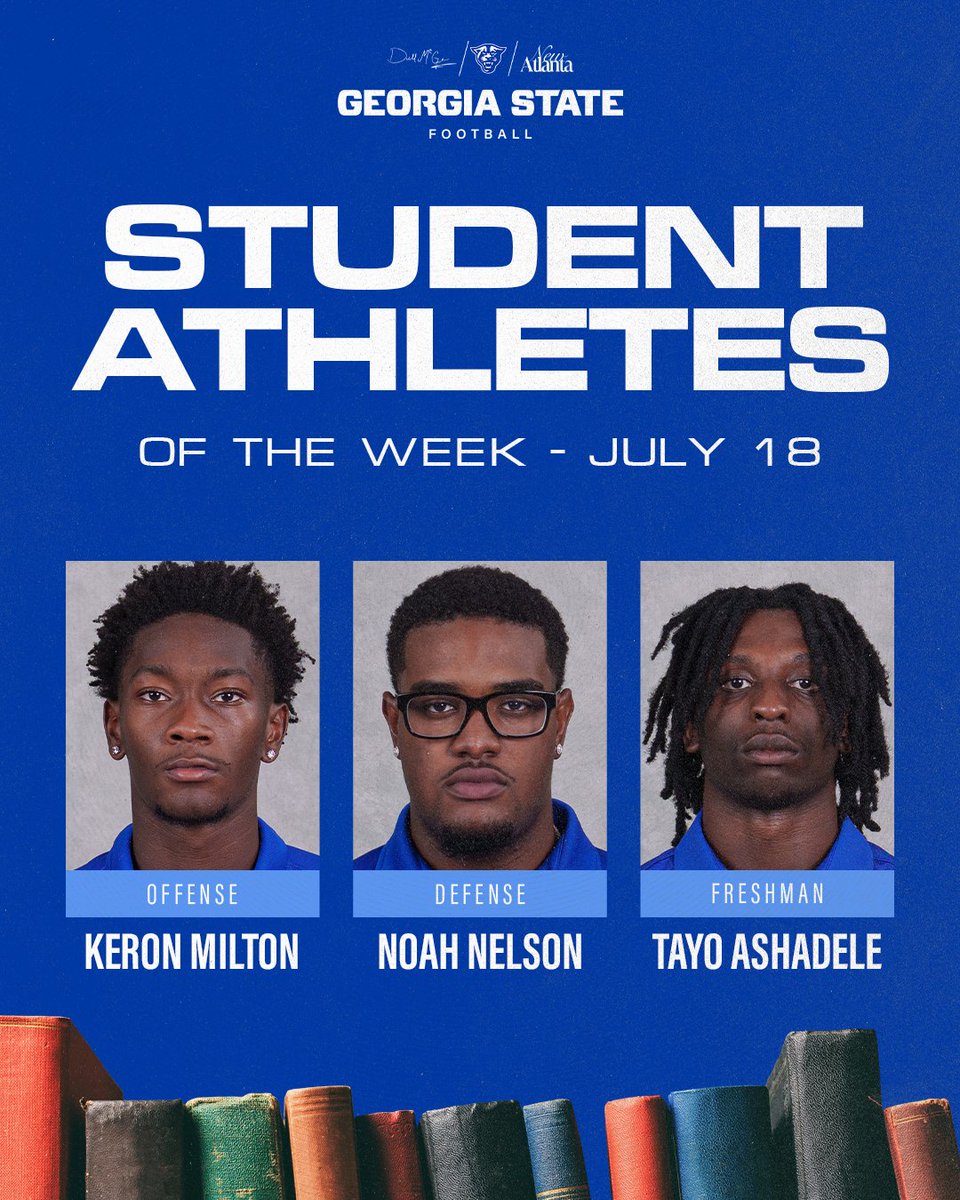 GeorgiaStateFB's tweet image. This Week's Academic All-Stars 💫
#LightItBlue | #NewAtlanta