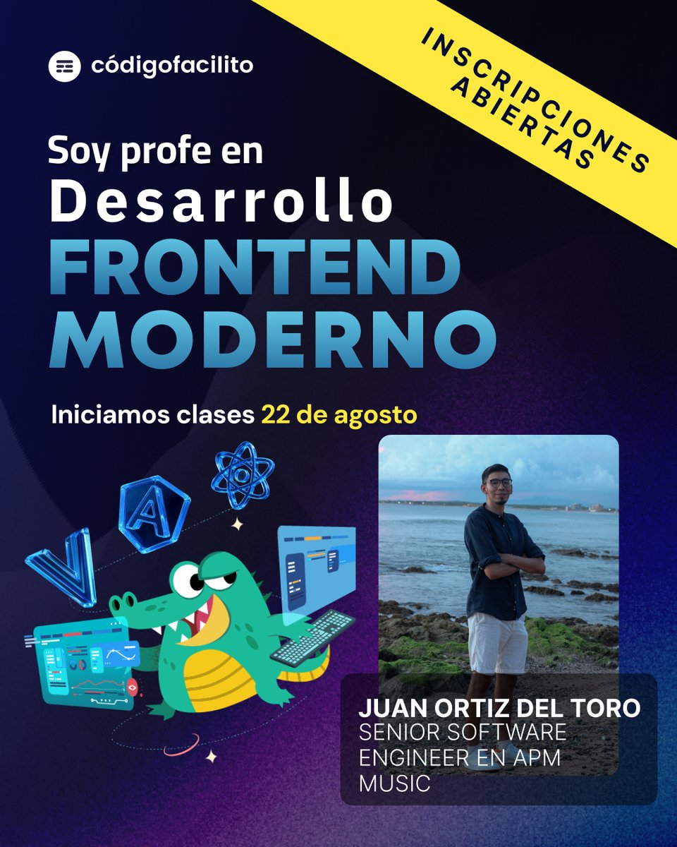 juan_deltoro2's tweet image. Una vez mas estaré como instructor en el Bootcamp de Frontend Moderno de mis amigos de @codigofacilito 

Estare impartiendo la seccion de React.Js, las inscripciones ya estan abiertas y pueden inscribirse en el link por aca

codigofacilito.com/bootcamps/fron…