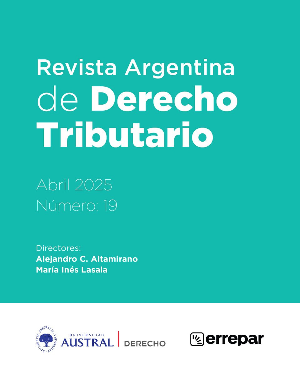 AustralDerecho's tweet image. 🚀 𝗥𝗲𝘃𝗶𝘀𝘁𝗮 𝗔𝗿𝗴𝗲𝗻𝘁𝗶𝗻𝗮 𝗱𝗲 𝗗𝗲𝗿𝗲𝗰𝗵𝗼 𝗧𝗿𝗶𝗯𝘂𝘁𝗮𝗿𝗶𝗼 - RADT Nº 19 - con edición de @errepar . ¡Ya disponible online!
📘 Accedé a la revista completa
👉 cuf4.short.gy/p3VYDA
¡Felicitaciones a los autores, directores y equipo de trabajo!