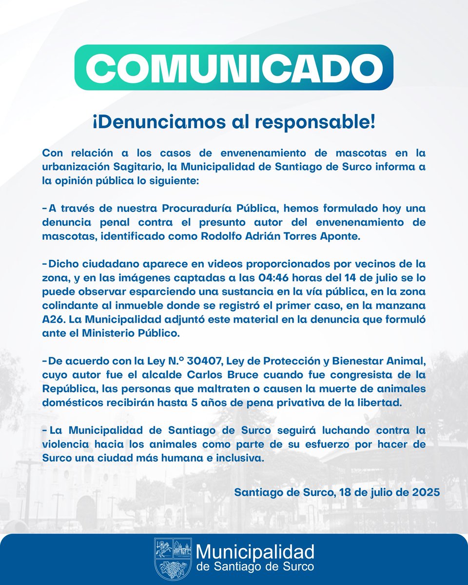 #COMUNICADO denunciamos al responsable.