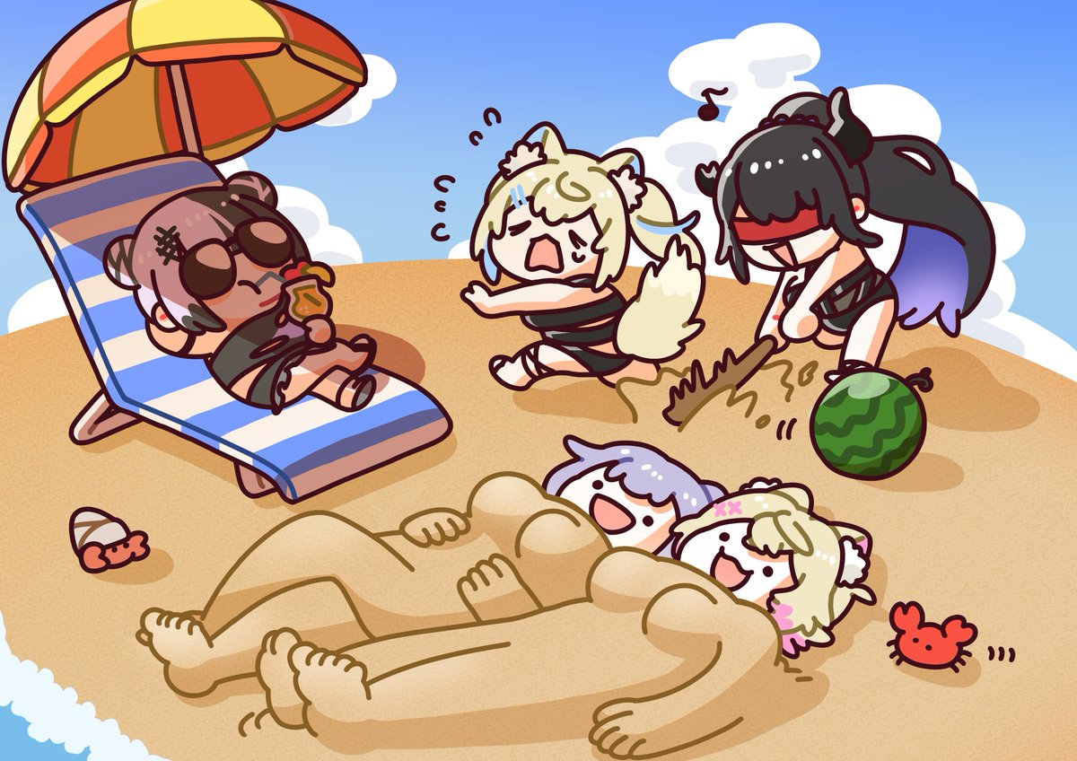 h0_pj's tweet photo. 🌞🏖 #holonatsuParadise 🏄🏻🐬
　🦀 ADVENT SUMMER!!!!! 🍉

#bijoulewd #FWMCpix #RavenCrafts #ShiorinSketch https://t.co/ekWP7JRq6M
