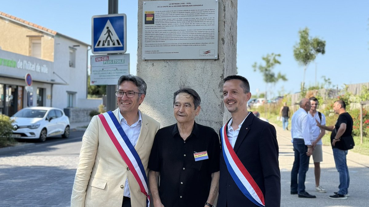 Sylv20CARRIERE's tweet image. 🔻 Inauguration d’une plaque à Frontignan pour la Retirada et les Républicains espagnols réfugiés en France, c’est honorer la mémoire de celles et ceux qui ont résisté au repli du fascisme, à Franco.
Il n’y a pas d’avenir sans mémoire, pas de République sans fraternité.
