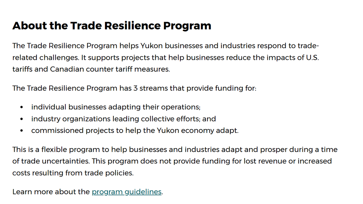 Great to see <a href="/yukongov/">Government of Yukon</a> stepping up with targeted support for businesses facing global trade challenges. Backing the business community through uncertainty will help build a stronger, more resilient economy. Businesses can learn more about programming here: yukon.ca/en/doing-busin…
