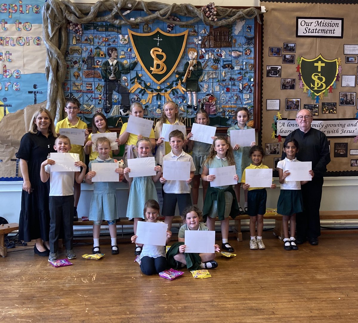 Congratulations to our final Core Value certificate winners of the year. You represent our values so well and we are very proud of you all. #stbartsfamily 💚💛