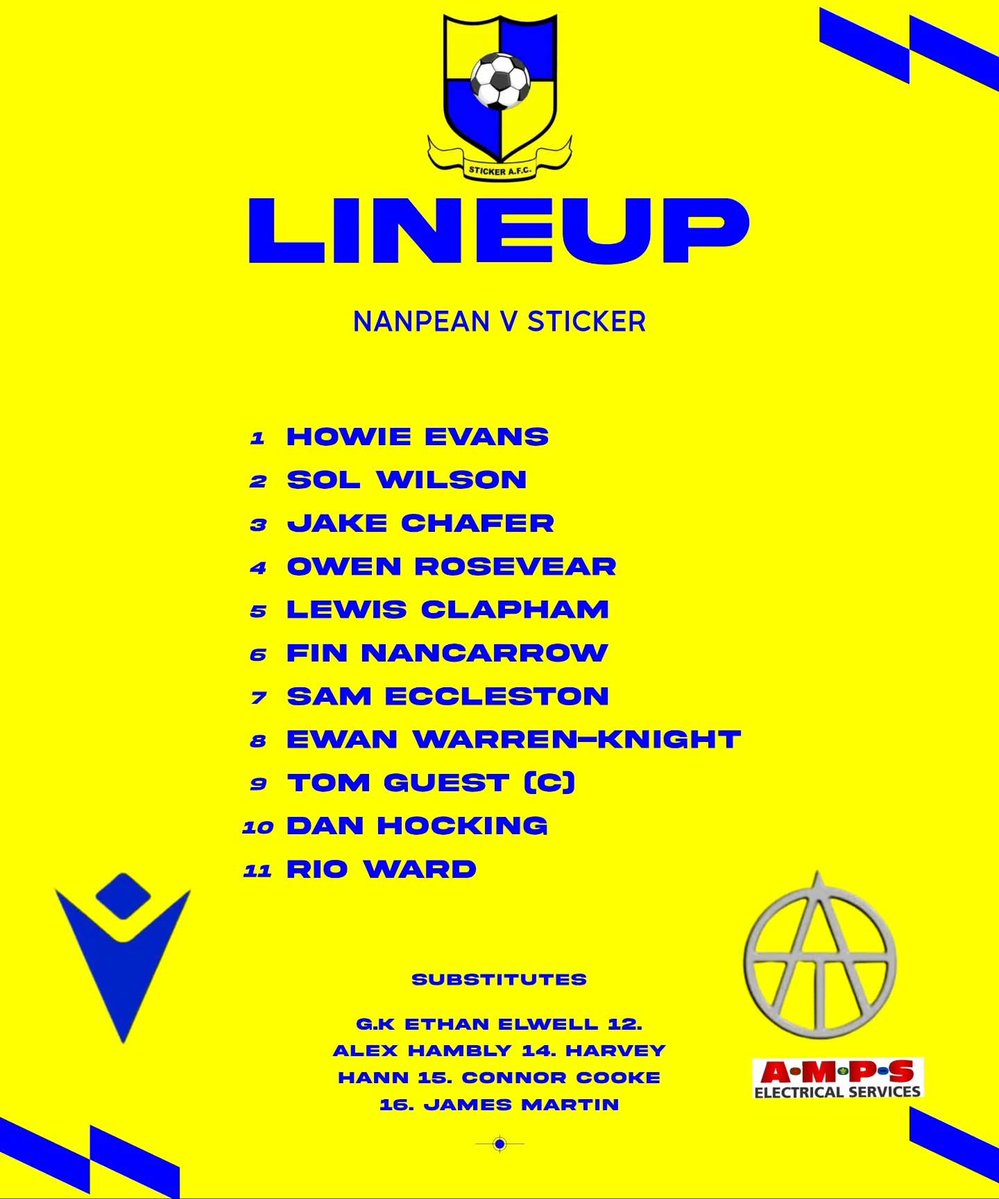 StickerAFC's tweet image. Tonight’s line-up vs @NanpeanAFC
18:30 KO at Victoria Bottoms
@swsportsnews | #UpTheSticky