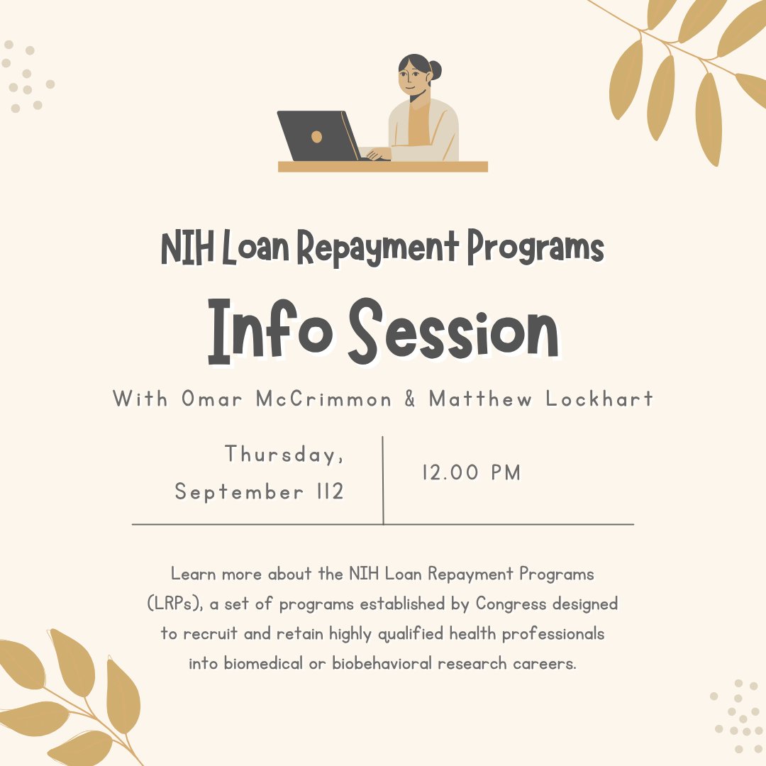 VandyOPA's tweet image. 📣 Postdocs: Have student loans & doing NIH-relevant research? You could get up to $50K/year in loan repayment through the NIH LRPs! 💰🧬
Join our info session on Thursday, September 11 to learn how to apply:
👉 events.teams.microsoft.com/event/0678e7d4…