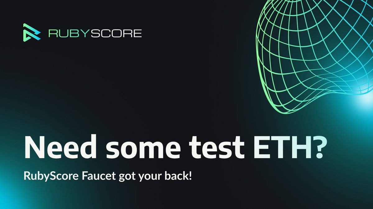 Get some test ETH for free!🚰

With RubyScore, get test Sepolia or Holesky ETH in seconds:
-&gt; Mint an NFT Box or post the banner on X
-&gt; Claim 0.05 ETH daily / 0.2 ETH weekly

⏩Grab yours: rubyscore.io/faucet