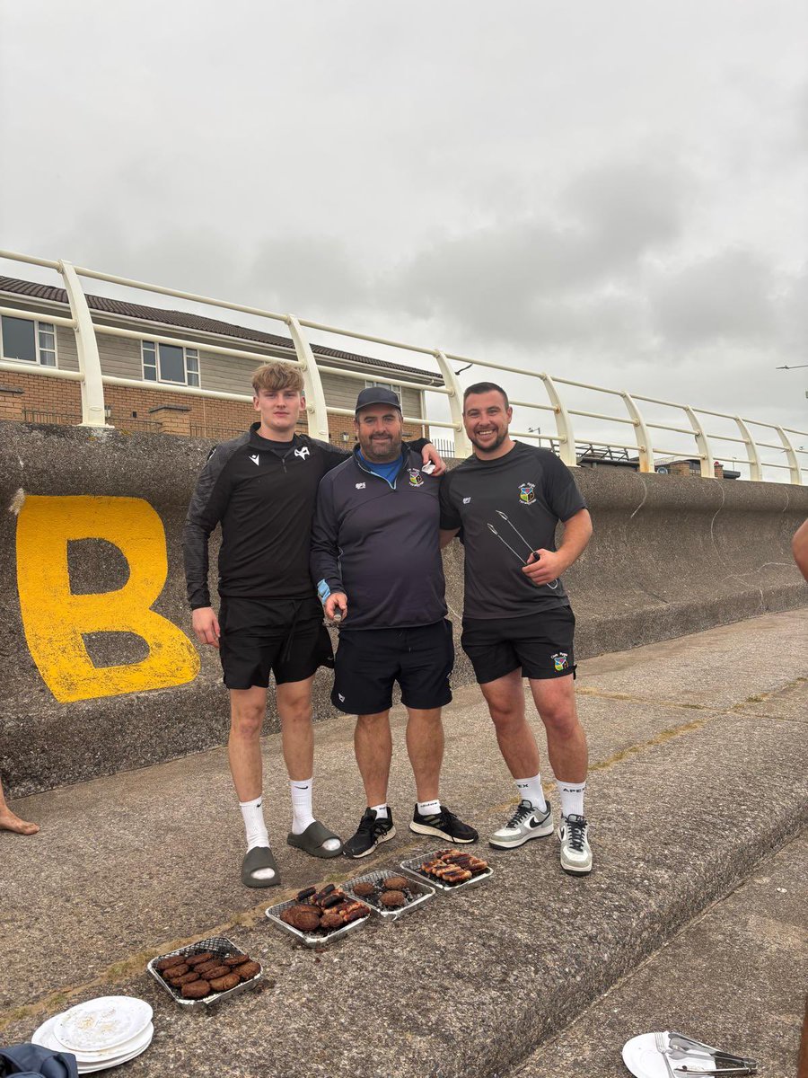 Three different stages of Ystrad rugby players in charge of last nights BBQ on the beach. 

Future - Miles
Present - Hurford
Past - Locky 

Allez Les Bleus 💙