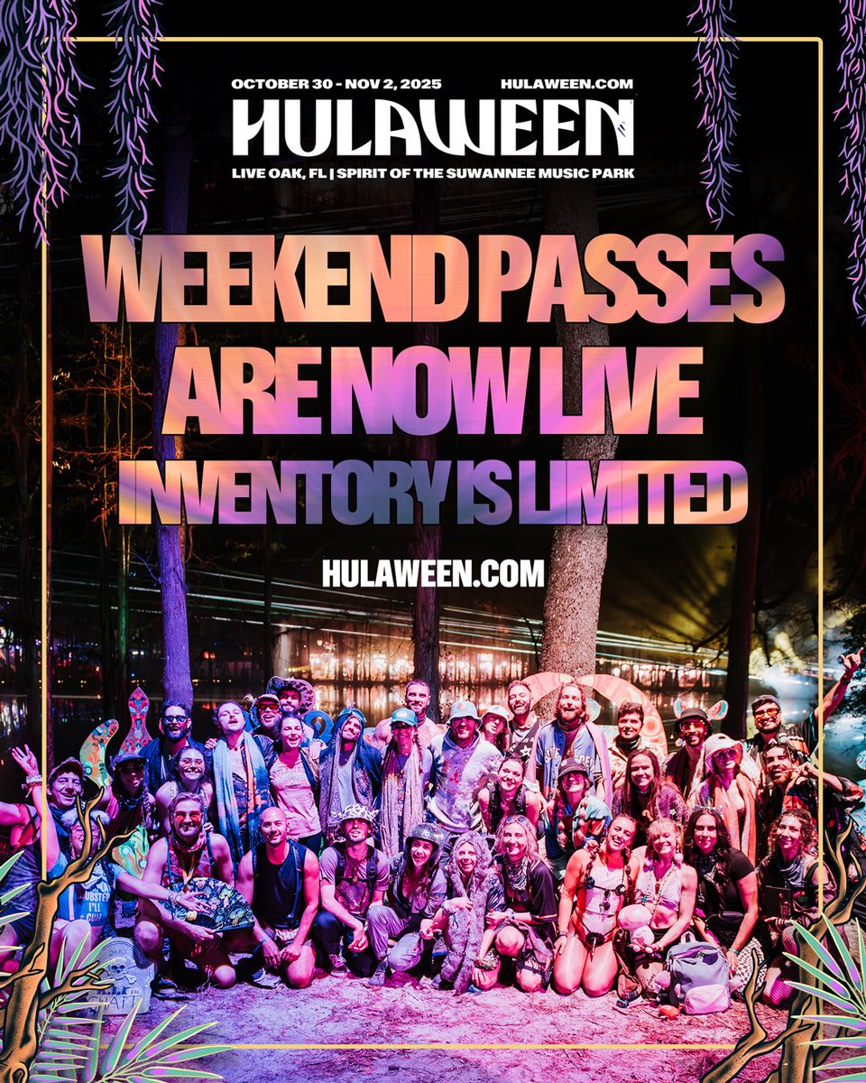 🚨🎟️ Shorter weekend pass types are ON SALE NOW and they are VERY LIMITED! These will sell out so now is your only chance to lock in if coming Fri-Sun, Sat-Sun, or Sun-only is for you! 🎟️🚨

🔐: Hulaween.com
