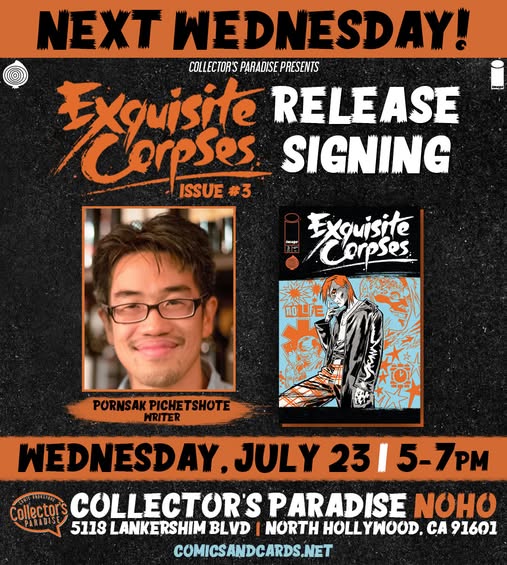 cparadize's tweet image. COMIC PICKS 7/23 + MEET Creator of John Wick! + GODZILLA KAI SEI #1, Exquisite Corpses #3, SUPERMAN 28- mailchi.mp/comicsandcards…