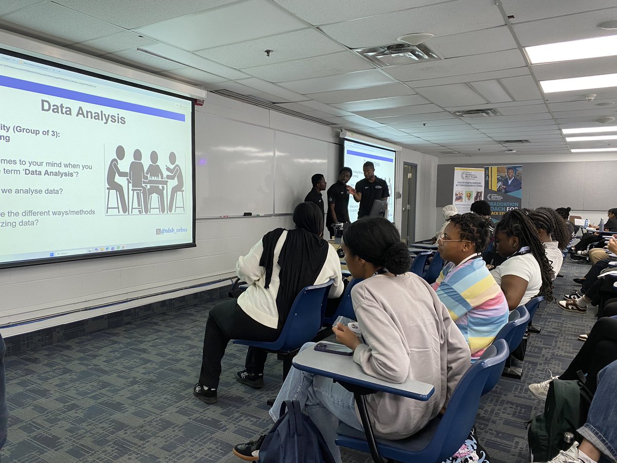 tdsb_cebsa's tweet photo. This morning, we reinforced key lessons on professionalism, positionality &amp; navigating space in the workplace. Our #BSSLP students are deep in #YPAR—analyzing data &amp; driving research rooted in lived experience. The work is real, relevant &amp; powerful. 

#YouthLeadership #TDSB https://t.co/TxMFvAGhBb