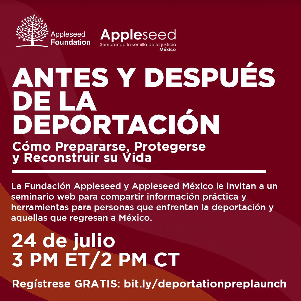 Aprenda cómo proteger a su familia y sus finanzas ante la posibilidad de deportación. Participe en nuestro seminario web el 24 de julio a las 12 PM PDT. Recursos disponibles en inglés y español. bit.ly/deportationpre… #ConozcaSusDerechos #PreparaciónDeportación