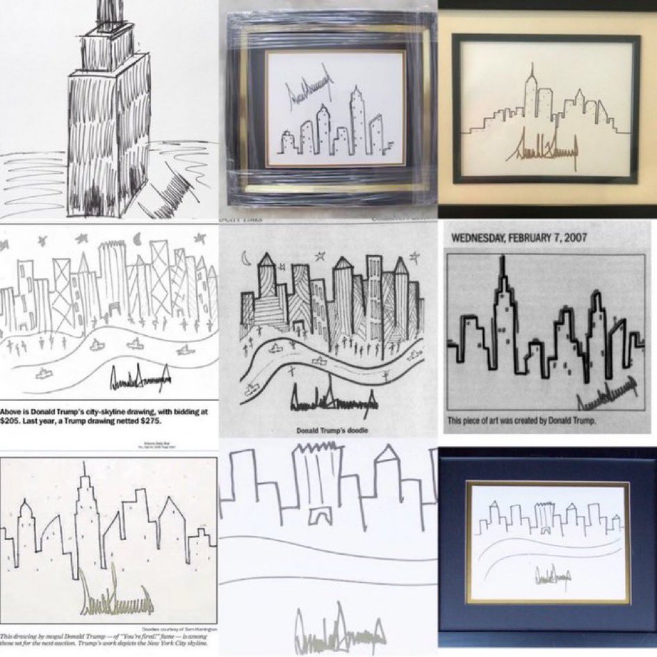 Hestia_Esq's tweet image. Are you more of a Bush World Leader Portrait person or a Trump Doodle guy