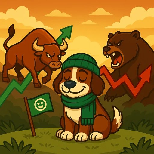 Rudroraja2's tweet image. Cycles come.
Coins rise. Coins fall.

The bull charges in green.
The bear waits in red.

But in the middle —
calm, loyal, and slightly underbought —

Stands Borgy. 🐶💚

Not chasing. Not fleeing.
Just building memes.

#BORGY #MemeCycle
@borgysol