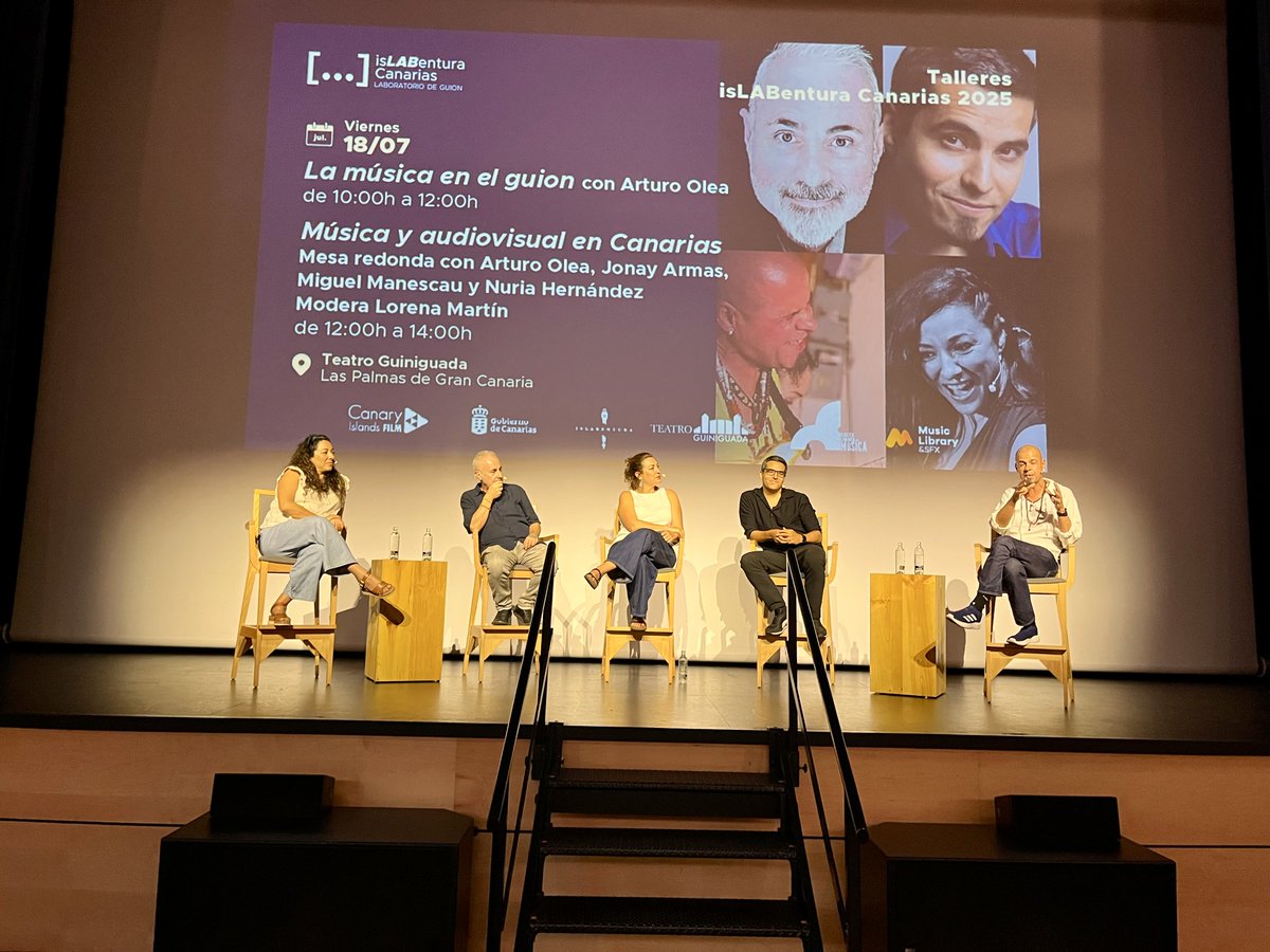 Disfrutamos mucho de nuestra Charla/taller 'La #musica en el #guion' en el teatro Guiniguada en #LasPalmas. Después, distendido y ameno panel con el Clúster Canario de la Musica y <a href="/JonayArmas/">Jonay</a>. ¡Gracias <a href="/islabcanarias/">isLABenturacanarias</a> por contar con todxs nosotrxs! 🙏🙌👏
