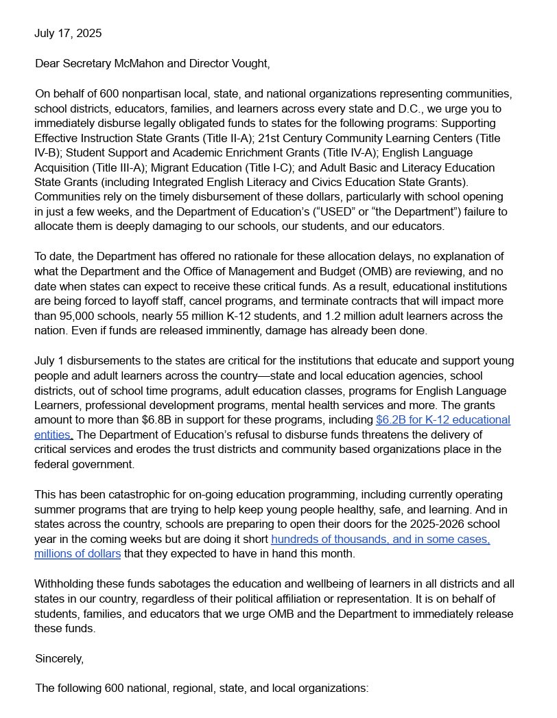NationalParents's tweet image. We are proud to stand alongside 600 nonpartisan local, state, and national organizations fighting to save the Department of Education – but we need your help, too.
CONTACT YOUR REPRESENTATIVES AND URGE CONGRESS TO RELEASE EDUCATION FUNDS: edfundsnow.org
