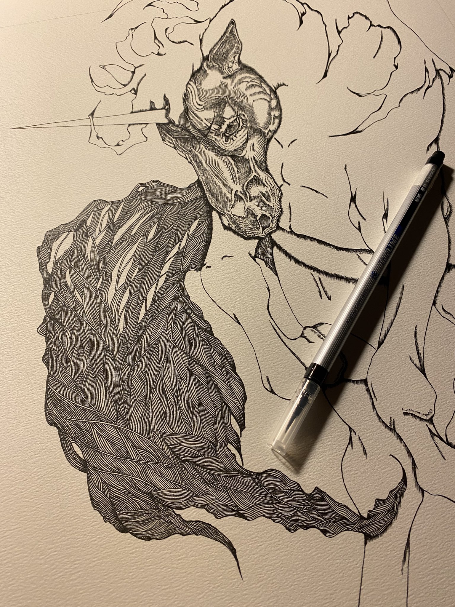作者不詳　ペン画 アンサー on X: 