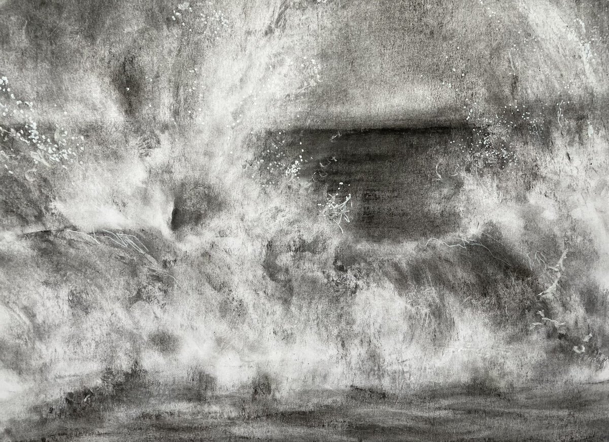 Here are ‘Atlantic Spray’ (framed) and the newly finished ‘The Waves Embrace’ - two of my charcoal seascapes just to see if anyone notices them here on what used to be a familiar platform but now seems as distant to me as a lunar base…