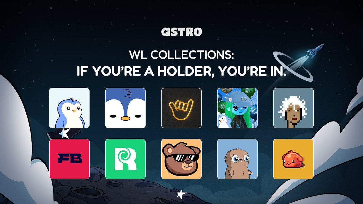In addition to the wallets we’ve whitelisted from collabs, here are the collections that are automatically eligible for our whitelist sale…

If you’re a holder of these collections, you’re in 🫡