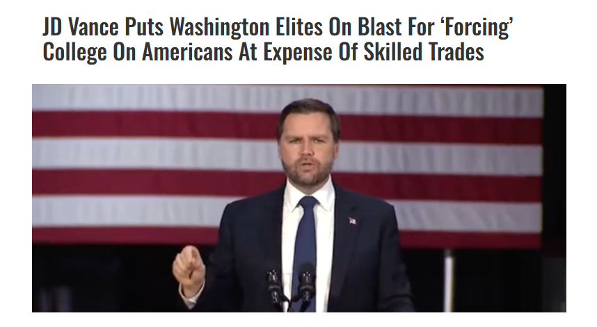 DavidMMcintosh's tweet image. Liberal elites captured the colleges, then made sure to indoctrinate as many students as they could, all while looking down on honest, hardworking tradesmen.