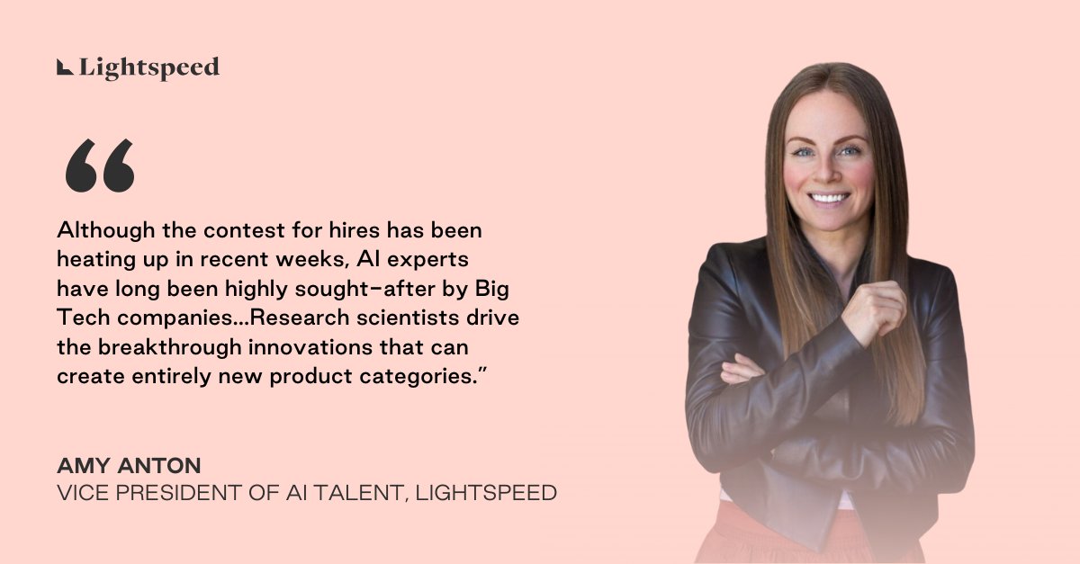 lightspeedvp's tweet image. The AI talent war is heating up, and recruiters are focused on finding the researchers who are driving the next wave of innovation. Our Vice President of AI Talent, Amy Anton, recently spoke with Washington Post reporter @LisaBonos about what’s fueling the race for top AI talent.…
