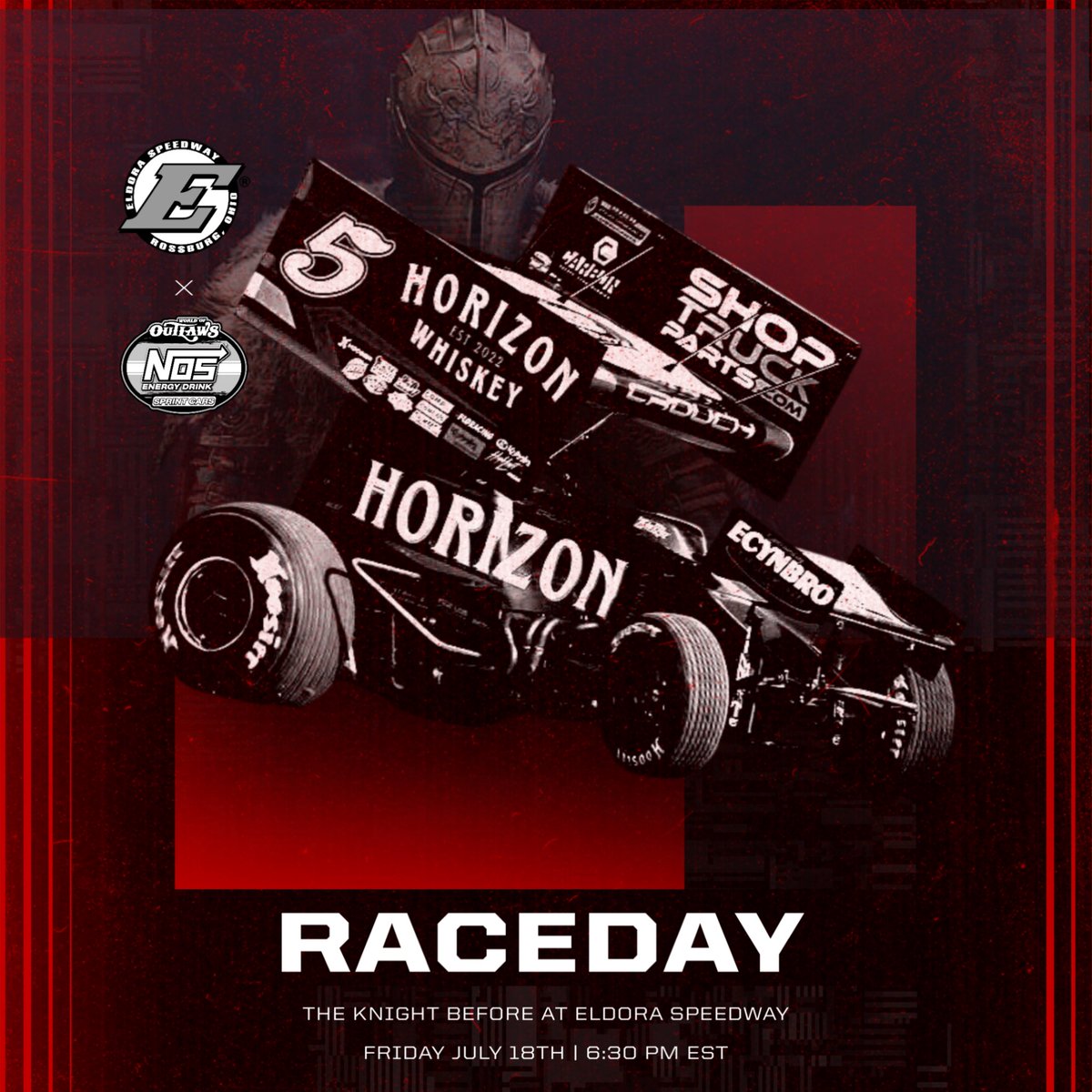 RACE DAY❗️ Night 3 will be underway at 6:30 PM ET for The Knight Before with the <a href="/WorldofOutlaws/">World of Outlaws</a> at <a href="/EldoraSpeedway/">ELDORA SPEEDWAY</a> 🏁 
🏎️ : <a href="/BrenhamCrouch/">Brenham Crouch</a> 
📍 : <a href="/EldoraSpeedway/">ELDORA SPEEDWAY</a> 
📺 : <a href="/dirtvision/">DIRTVision</a> 
📱 : <a href="/MyRacePass/">MyRacePass</a> 
📸 : <a href="/TylerReigel/">Tyler Reigel</a> 
🧍🏽 : Trackside
👕 : Brenhamcrouch.com &amp;
