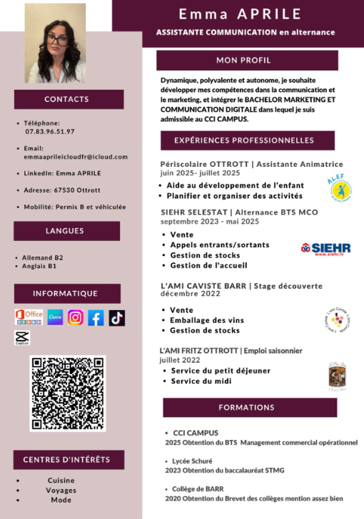 La magie peut fonctionner ? 

Bonjour à toutes et à tous,
Fraîchement diplômée en BAC+2 d’un BTS MCO, je suis actuellement à la recherche d’une alternance pour la rentrée 2025 afin d’intégrer le Bachelor marketing et communication digitale au CCI CAMPUS ALSACE