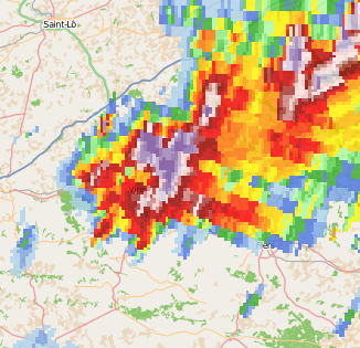 radar-indicated supercell in northern france. stuff like this is expected to head to southern england. theres going to be good low-level directional shear for southern england to keep these supercells rotating 👀
