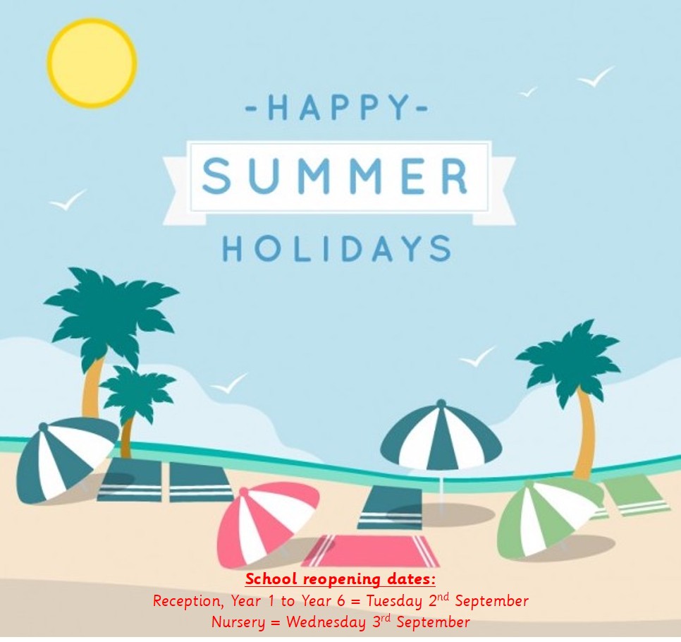 School’s out for the Summer Holidays 🌞 - have a safe and happy break from everyone <a href="/SevernePrimary/">Severne Primary School</a>

All the best to our Year 6.

We will reopen for our Reception, Year 1 to Year 6 on Tuesday 2nd September and for our Nursery, on Wednesday 3rd September.