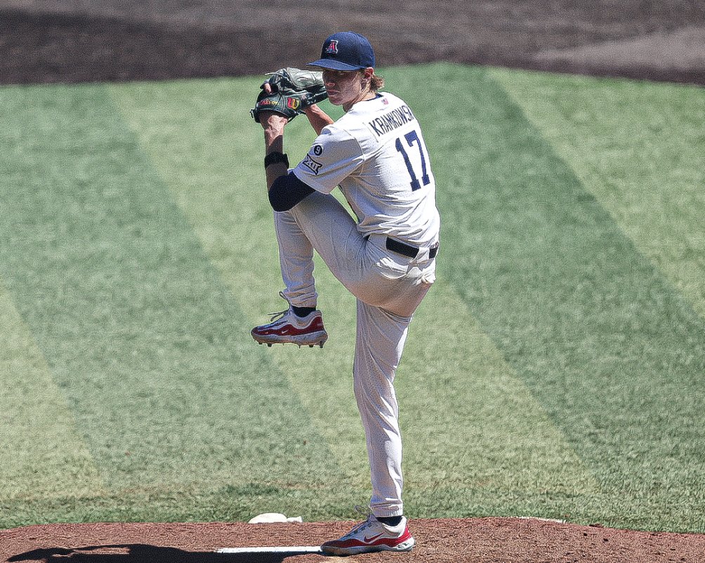 AZStatCats's tweet image. In 2024, Owen Kramkowski, Smith Bailey, and Raul Garayzar threw a combined 12.2 IP for the Cats. In 2025, they combined for 238.2 IP and anchored our run to Omaha.

2024 ➡️ 2025
11.37 ➡️ 4.26 ERA ✅
12 ➡️ 216 Ks ⚔️
+2.4 MPH Max FB Velo 🔥

Arizona Baseball: 𝐃𝐞𝐯𝐞𝐥𝐨𝐩 ➡️…