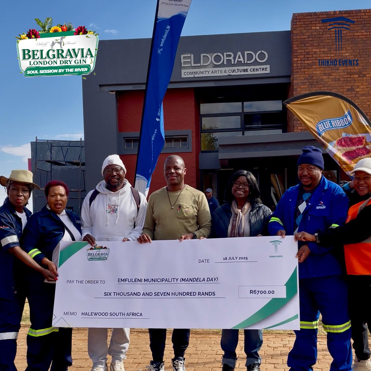 ThikhoEventsZA_'s tweet image. ✊🏾 In the spirit of #MandelaDay, Belgravia Soul Session By The River & Thikho Events joined hands with The Emfuleni Local Municipality to honour 67 minutes through community upliftment at the Eldorado Community Arts & Culture Centre. Together, we created a space of hope,…