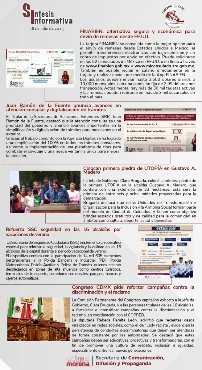 SRIACOMUMORENA's tweet image. 📌 Síntesis Informativa | 18 de julio de 2025 📰