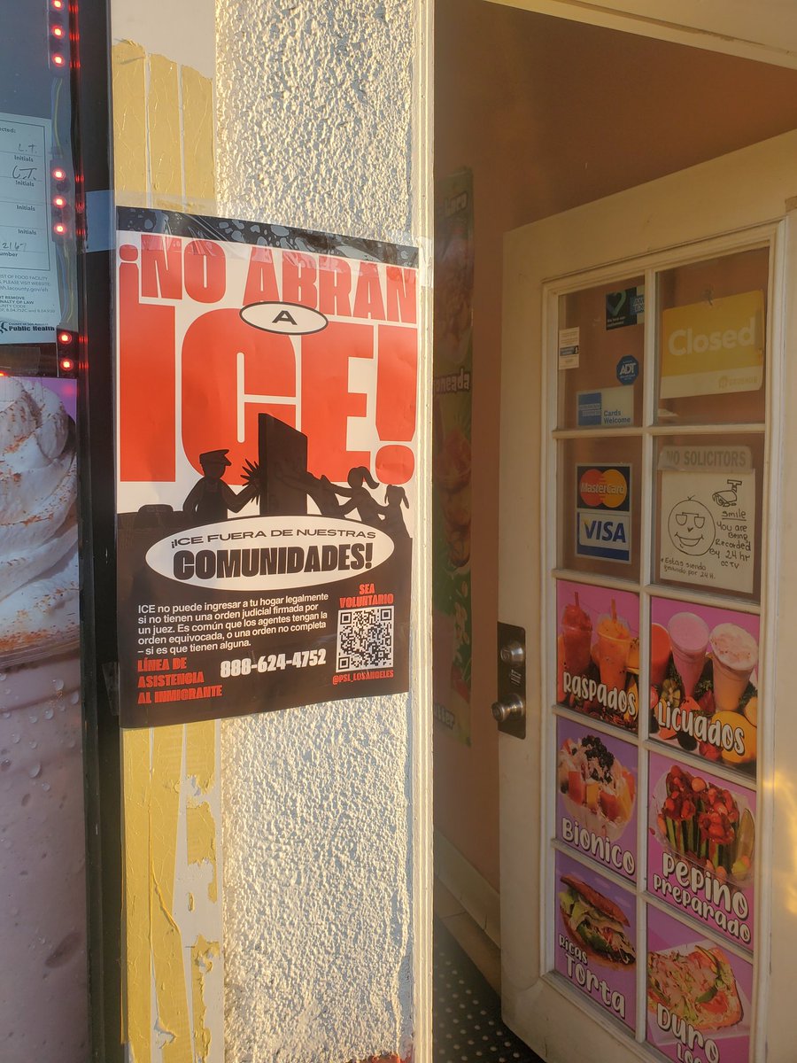 Vorloe's tweet image. Yesterday, we did some postering in South Gate and talked with businesses on the main street of the city and a lot of them let us put up Anti-🧊 posters on the front door. People are VERY RECEPTIVE.