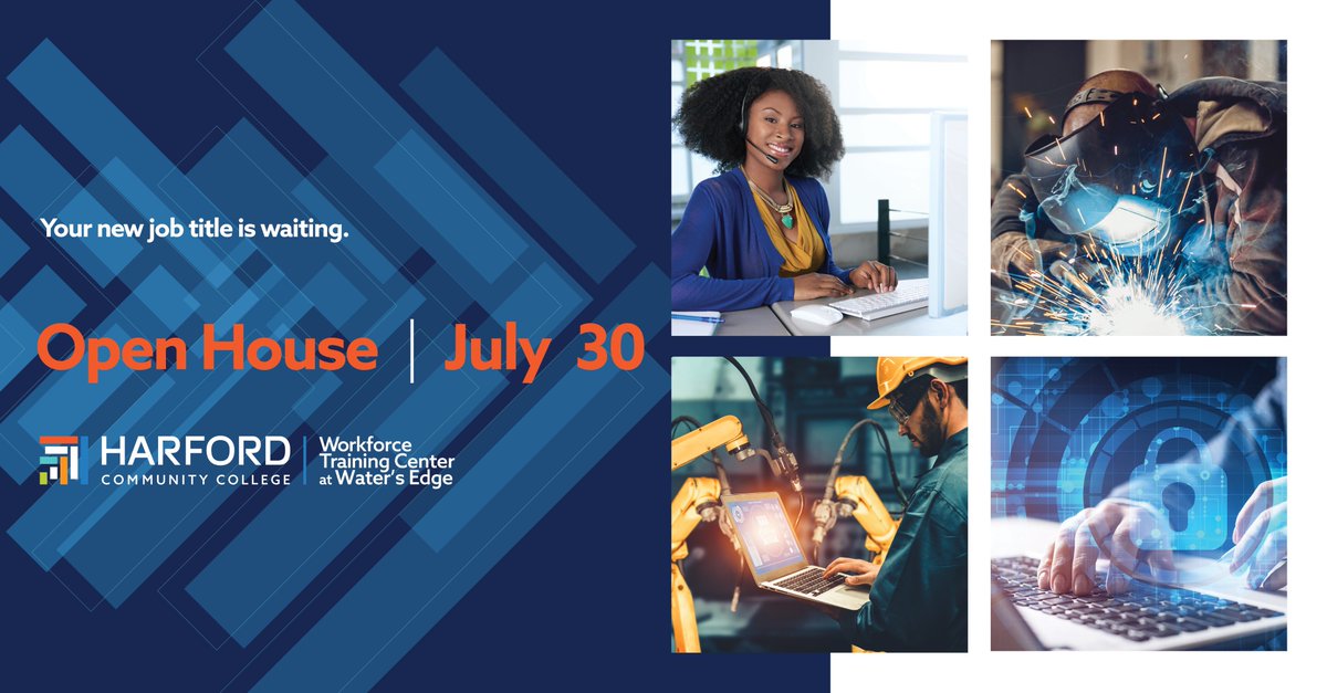 8 programs that take you from classroom to career! Join us for Harford's Workforce Training Center at Water's Edge Open House. JUL 30 | 4–6:30 PM | RSVP: go.harford.edu/watersedge