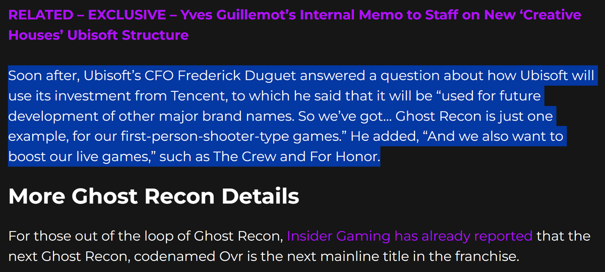 rogue_gold's tweet image. It's encouraging to see Ubisoft commit to supporting their franchises outside the new Tencent-backed subsidiary, as well as confirm that the cash injection from them will fuel development in things across their portfolio!

Bring on #TheDivision3!

via @InsiderGamingIG