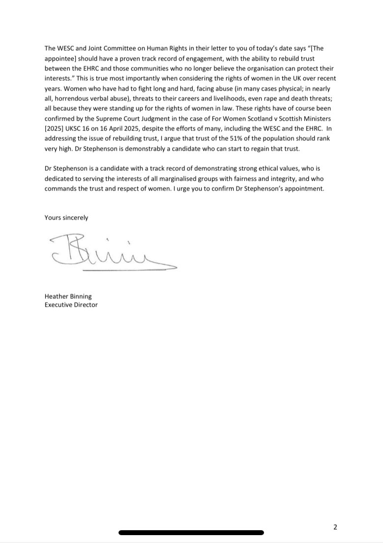 WRN has today written to <a href="/bphillipsonMP/">Bridget Phillipson</a>, the Minister for Women and Equalities, in support of the proposed appointment of Dr Mary-Ann Stephenson as Chair of the <a href="/EHRC/">EHRC</a>. 
 
We became aware of efforts to unfairly discredit Dr Stephenson, and to diminish her credibility for this