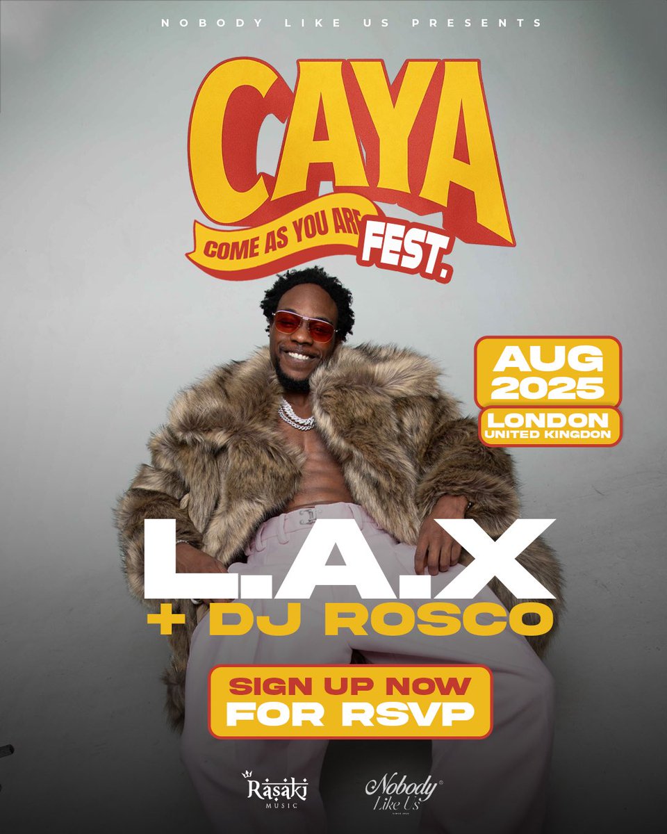 izzlax's tweet image. LONDON! AUGUST 2025!
It’s been a while so let’s kick off with a summer party ! ‘
Sign up now to get Early access and some free passes too! ‘
cayafestlondon.rsvpify.com
