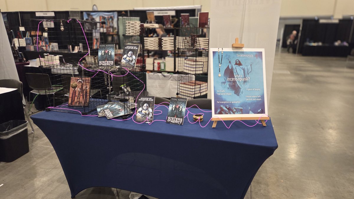 incensepunk's tweet image. Come find us at @RealmMakers booth 711B! Right behind Sword &amp;amp; Censer master @AndrewDMth. Look for the pink neon