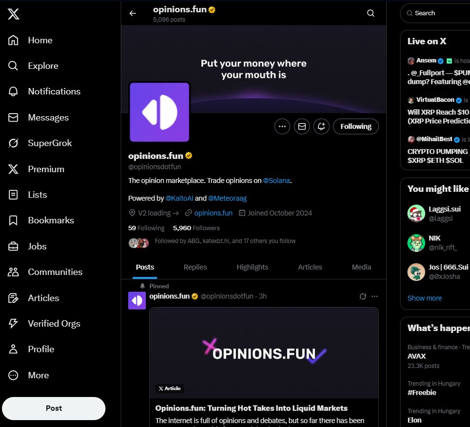 still not knowing much on <a href="/opinionsdotfun/">opinions.fun</a>, litepaper gonna be tomorrow

but as i understand, it's another InfoFi project (powered by <a href="/KaitoAI/">Kaito AI 🌊</a>, and <a href="/MeteoraAG/">Meteora</a> as well!)

follow this link, link your wallet and twitter and post about it opinions.fun - and you'll have
